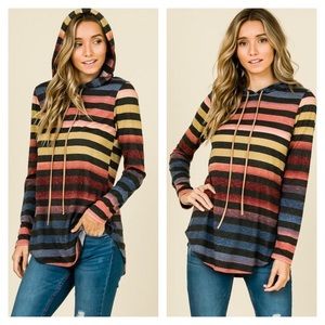 Striped Hooded Top